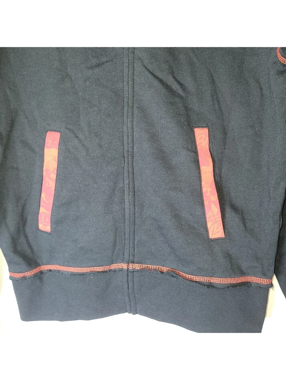 Marvel Deadpool Men's Full Zip Hoodie Black Red Graphic Sweatshirt Small